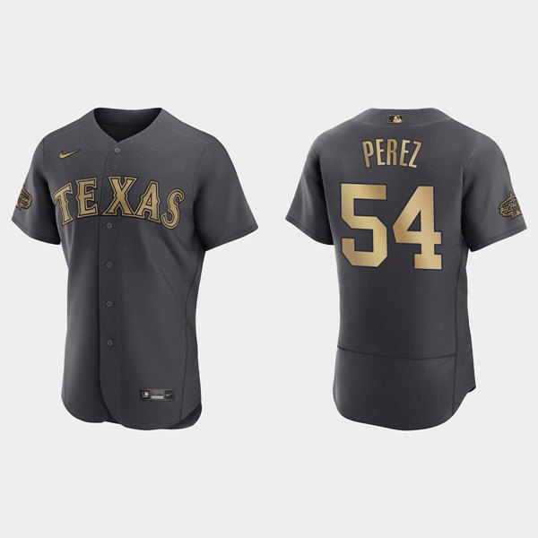 Men's Texas Rangers #54 Martin Perez 2022 All-Star Charcoal Flex Base Stitched Baseball Jersey